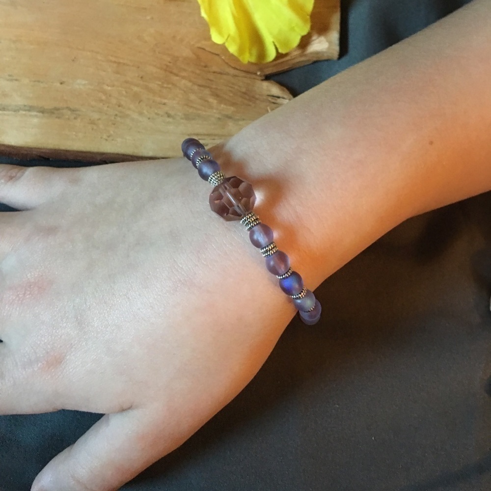 💜gorgeous purple and silver stretch bracelet - Picture 4 of 5